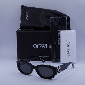 Off-White OERI14E PALMER 1007 Oval Sunglasses – Black/Grey